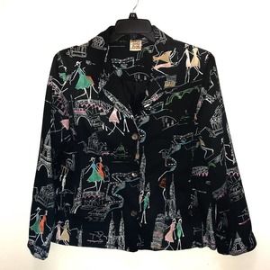 Vintage Embroidery Cotton Blazer Parsley & Sage  pearl button Spring Jacket